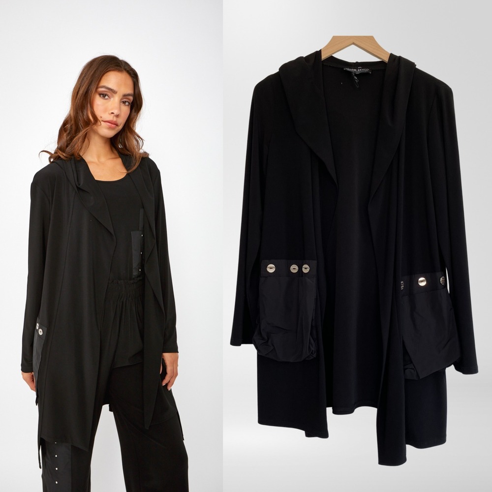 Frank Lyman Womens Long Casual Shawl Collar Cardigan Size M Lagenlook Artsy
